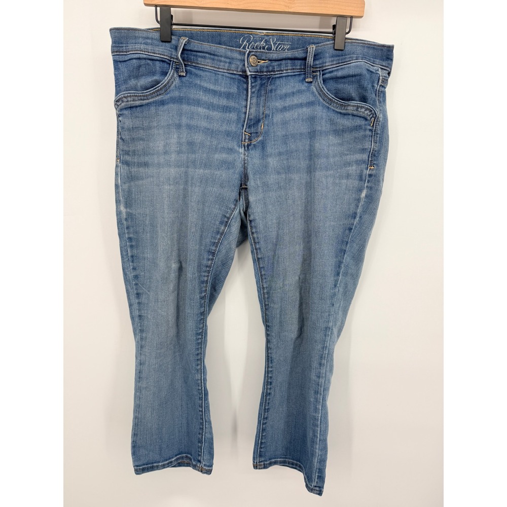 Old Navy RockStar Jeans Women 16 Blue Good Mid Rise Slim Cropped Denim